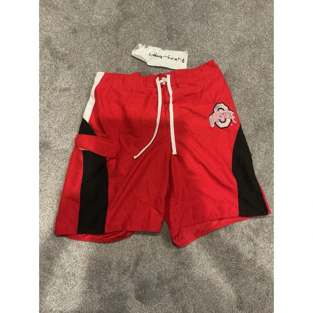 Vintage Ohio State Buckeyes Men's Large Y2K Board Shorts‎ Swim Trunks Collegiate